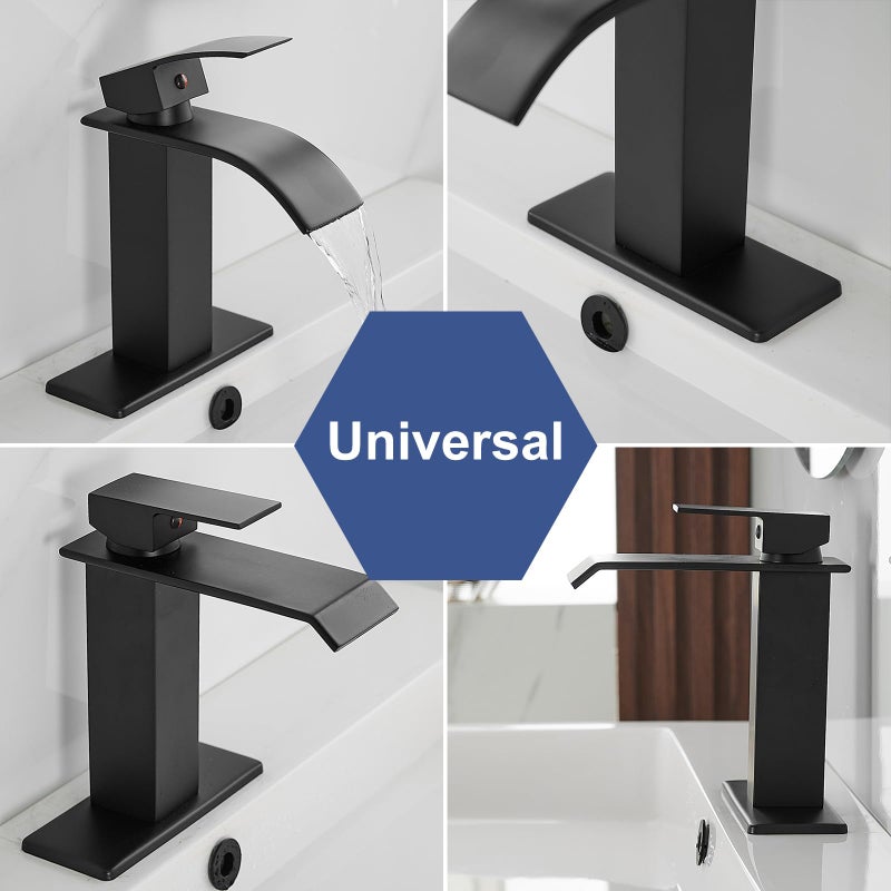 BWE 6.1" Faucet Hole Cover Matte Black Stainless Steel Escutcheon Deck Plate for Bathroom Sink 1 Hole or 4 Inch 3 Holes Centerset Sink Vanity Basin Sink Cover Cap Modern - Image 5